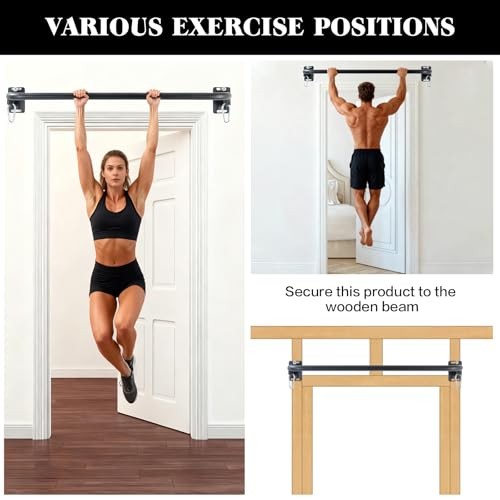 Wall Mounted Pull Up Bar, Door Frame Pull Up Bar for Home Gym, Black-JY