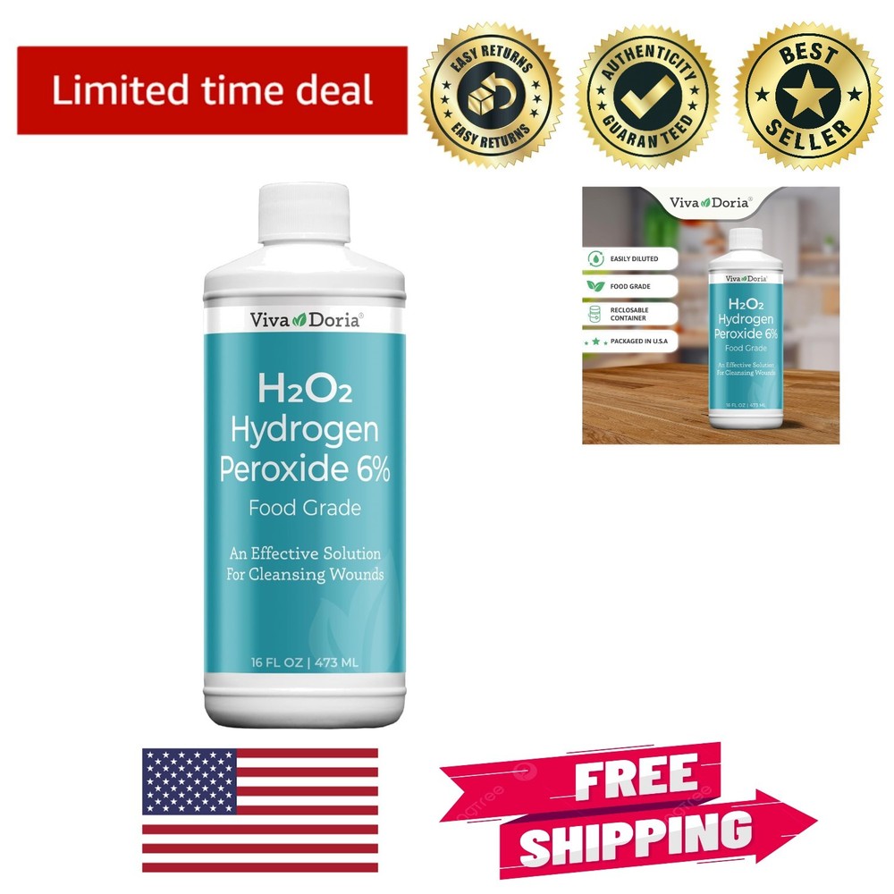 6% Food Grade Hydrogen Peroxide, 16 Fl Oz - Safe, Pure & Convenient Solution