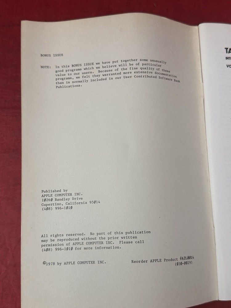 1978 Apple Software Bank Contributed Programs Vol 3-5 Bonus Issue Vintage Book