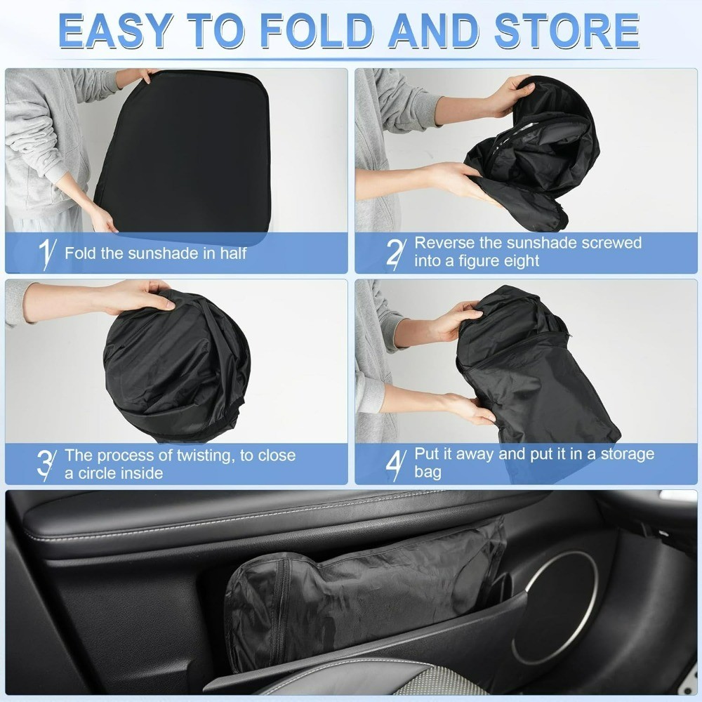 Foldable Reflective Universal Car Windshield Sun Shade with Overlapping Design