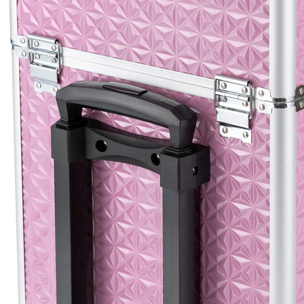 Rolling Makeup Train Case Cosmetic Trolley Makeup Storage Organizer Luggage Box~