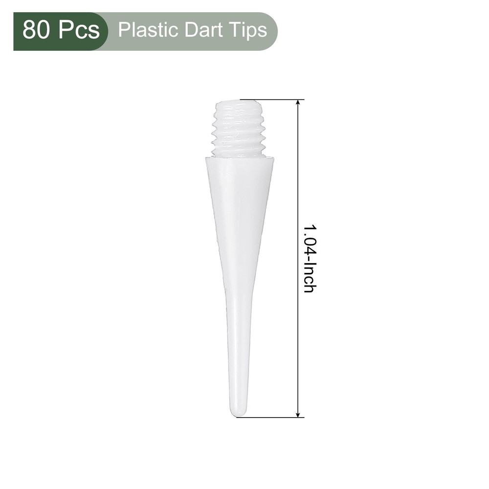 80Pcs Plastic Dart Tips,Game 2BA Thread Soft Darts Tips Replacements White