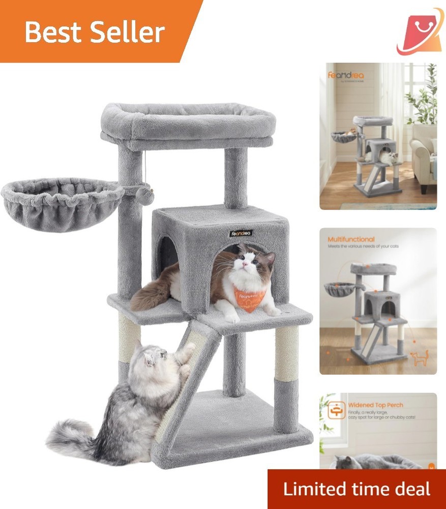 Cat Tree Multi-Level Condo Light Gray 37.8-Inch Climbing Scratching Posts