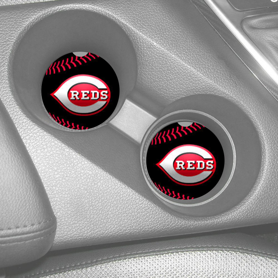 CINCINNATI REDS RUBBER CAR COASTERS SET (2)