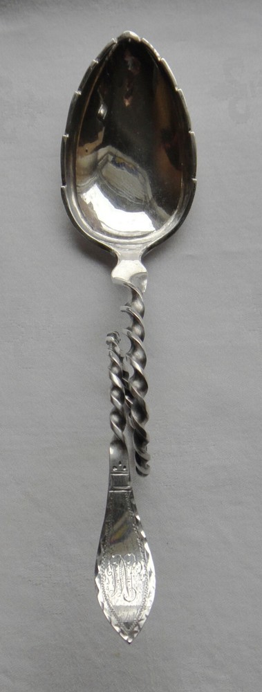 Norwegian Signed J.P Tea Caddy Twist Loop Handle Spoon 830 Silver Fine Condition