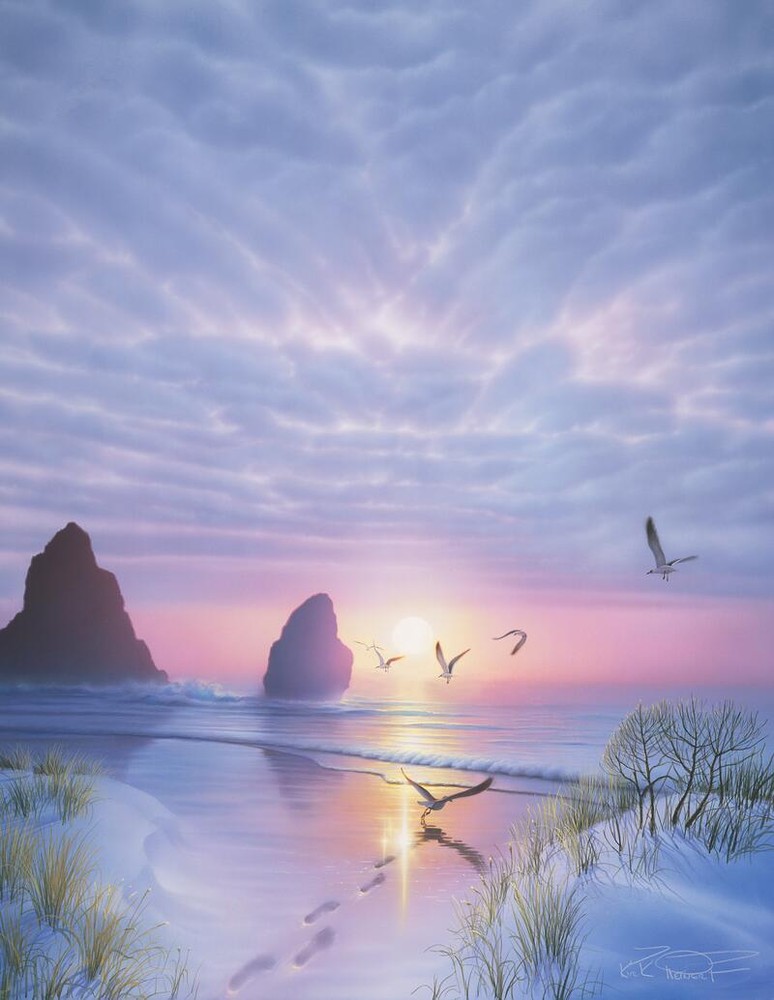 Ceramic Backsplash Tile Mural Beach Scene Seaside Ocean - Radiant Seashore