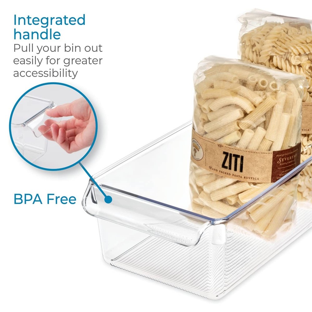 Idesign Linus Plastic Fridge and Freezer Storage Organizer Bin with Handle,