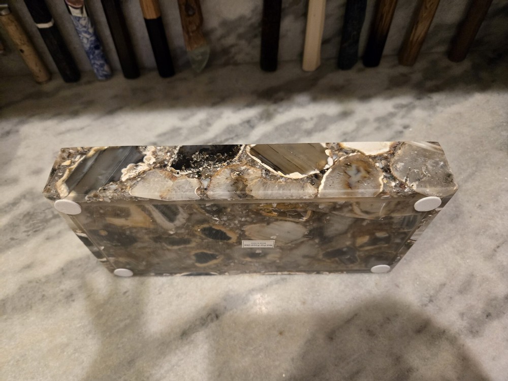 12"x6" Agate Handcrafted Serving Kitchen Bathroom Tray