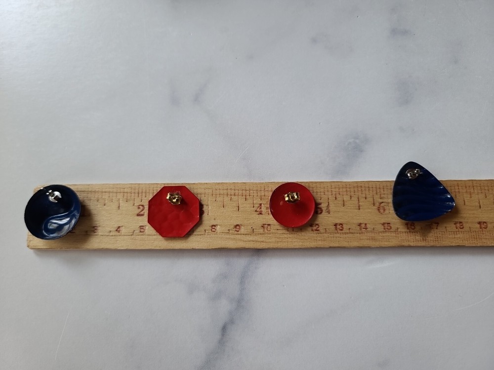 Vintage Red And Blue Stud Earrings Lot