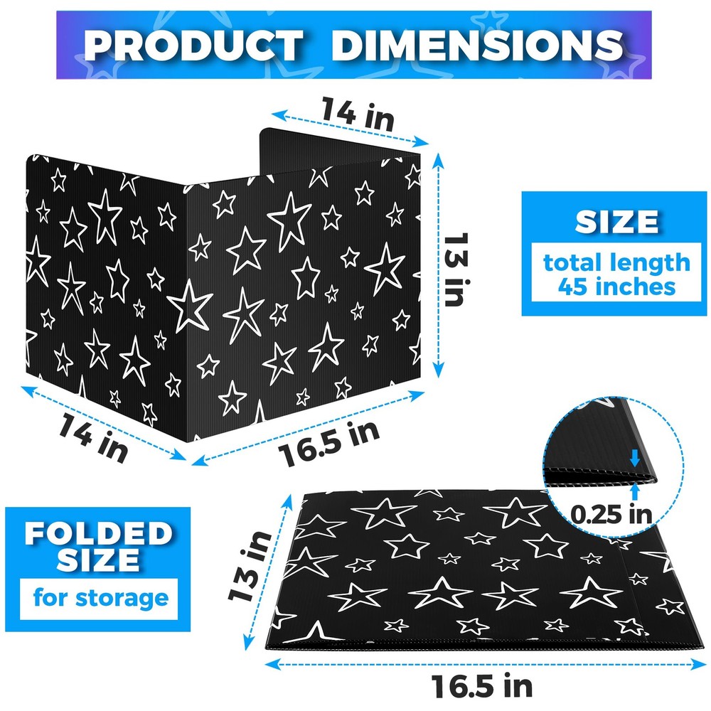22-Pack Desk Dividers for Students - Star, Durable & Waterproof Plastic Study...