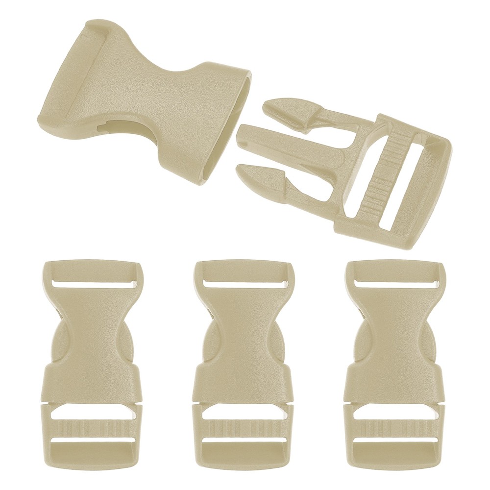 4 Pack Quick Side Release Buckle, 0.8" Plastic Buckle Clip, Khaki