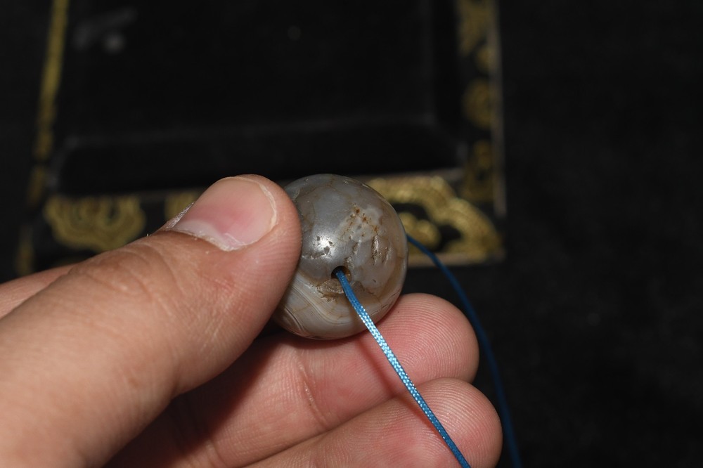 Large Ancient Round Bactrian Banded Agate Stone Bead over 3000 Years Old