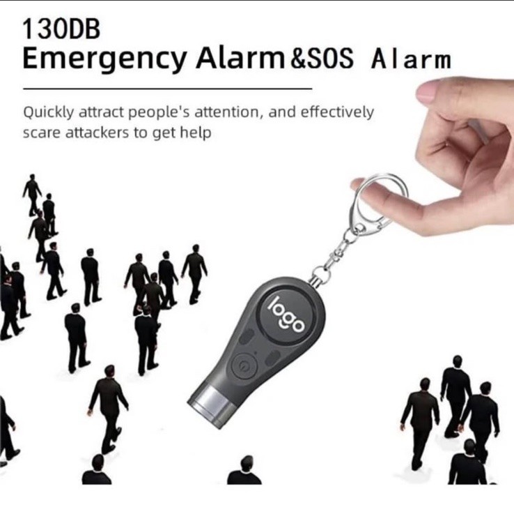 Rechargeable 130 Db Keychain Alarm, Black