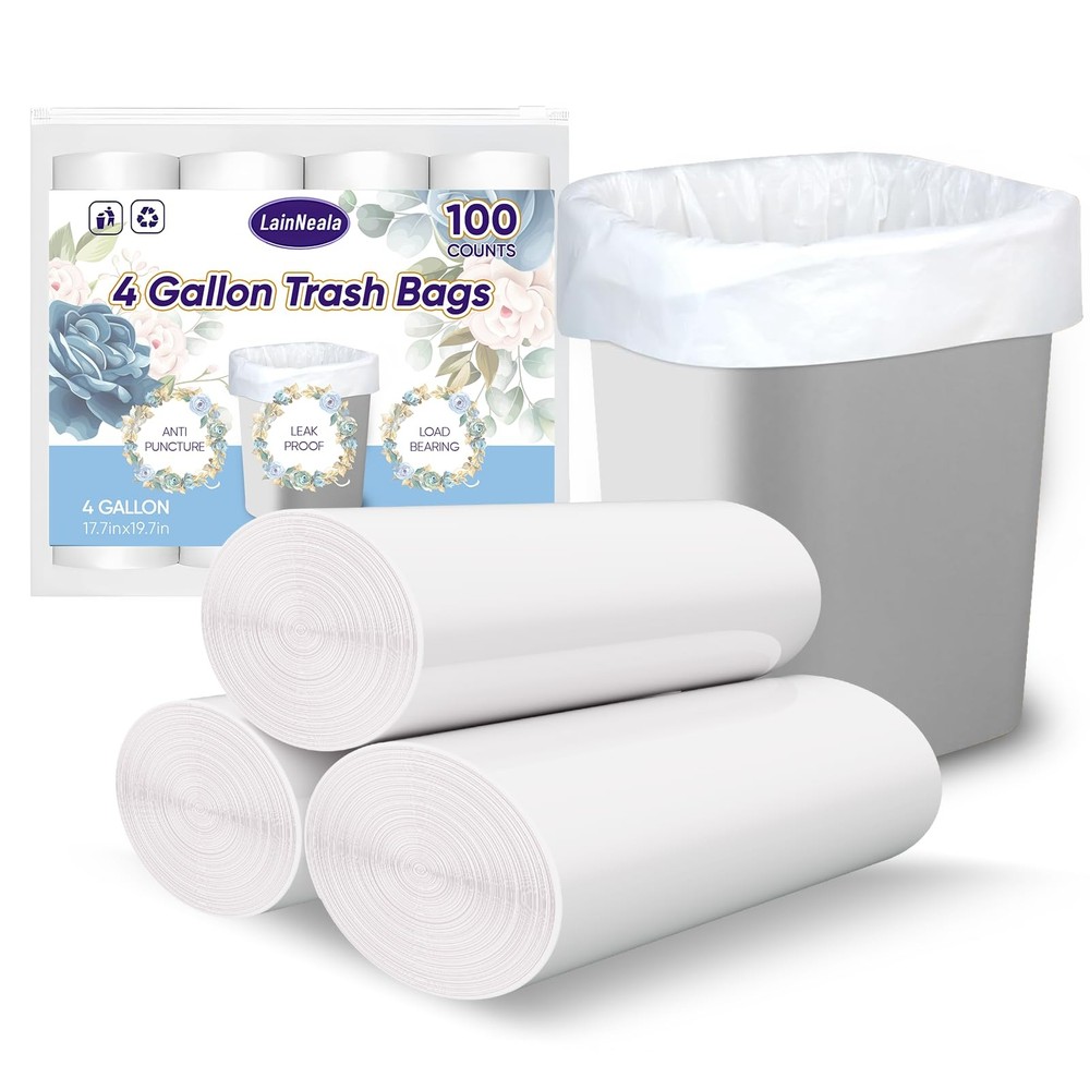 4 Gallon Small Trash Bags Bathroom Garbage Can Liners Unscented 100 Count