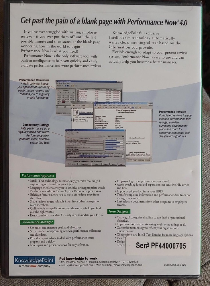 NEW Performance Now 4.0 2002 Windows Software Effective Reviews KnowledgePoint