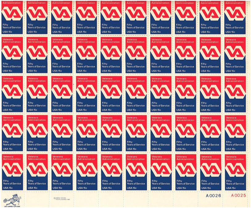 Scott #1825... 15 Cent...Veterans Administration...Sheet of  50