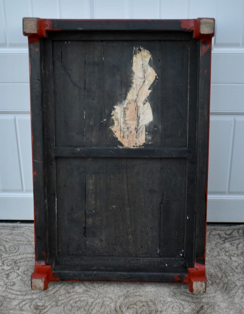 Antique Painted Asian Trunk on Stand