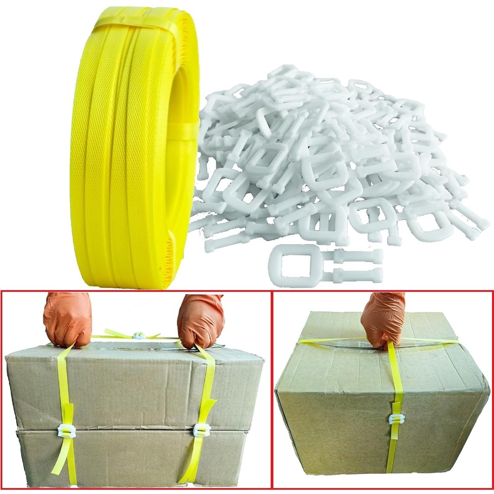 Banding Strapping Kit with 5900" Poly Strapping Tool & 100 Buckles for Packing