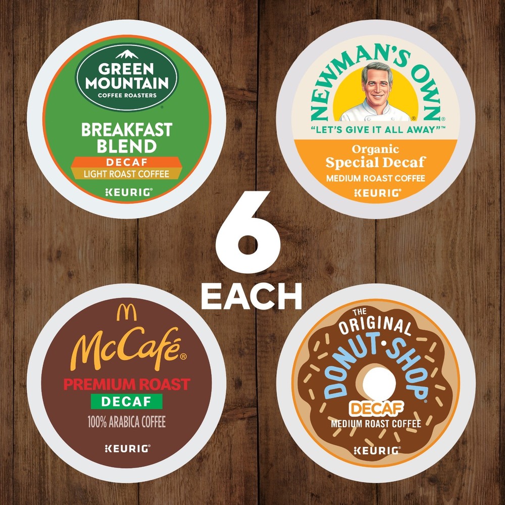 , Decaf Coffee Variety Pack K-Cup Coffee Pods, 24 Count