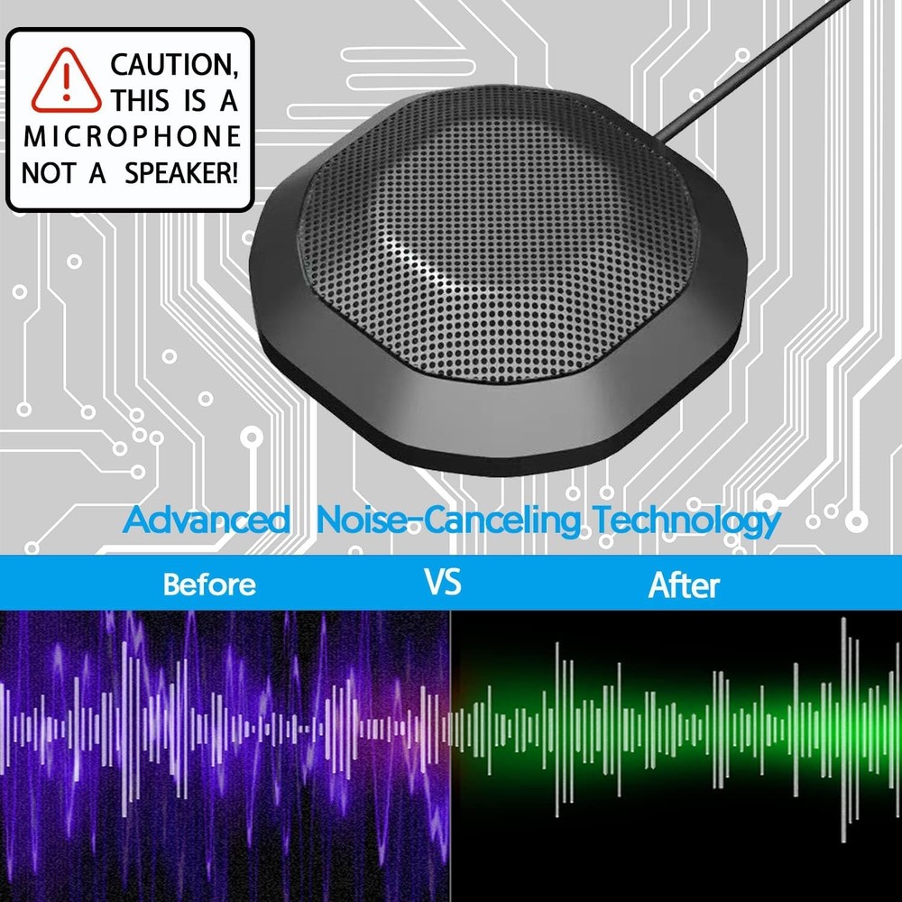 360° Computer Microphone for Desktop , USB Conference PC Mic, Noise-Canceling T