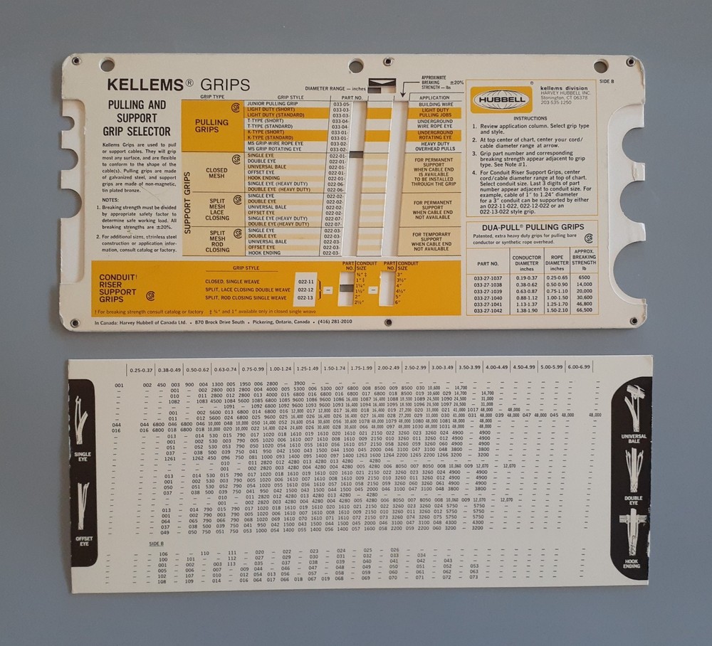 Vntg Paperboard KELLEMS PULLING & SUPPORT GRIP SELECTOR -Electrical Engineering