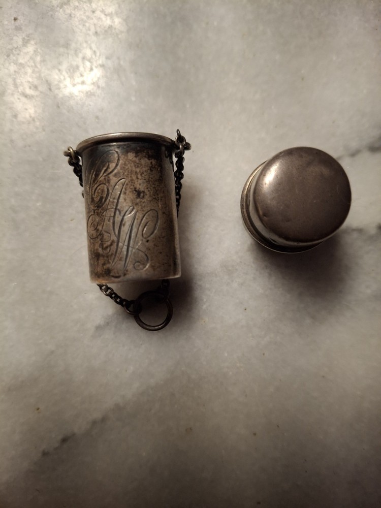 Antique Sterling Silver Chaterlaine pill container