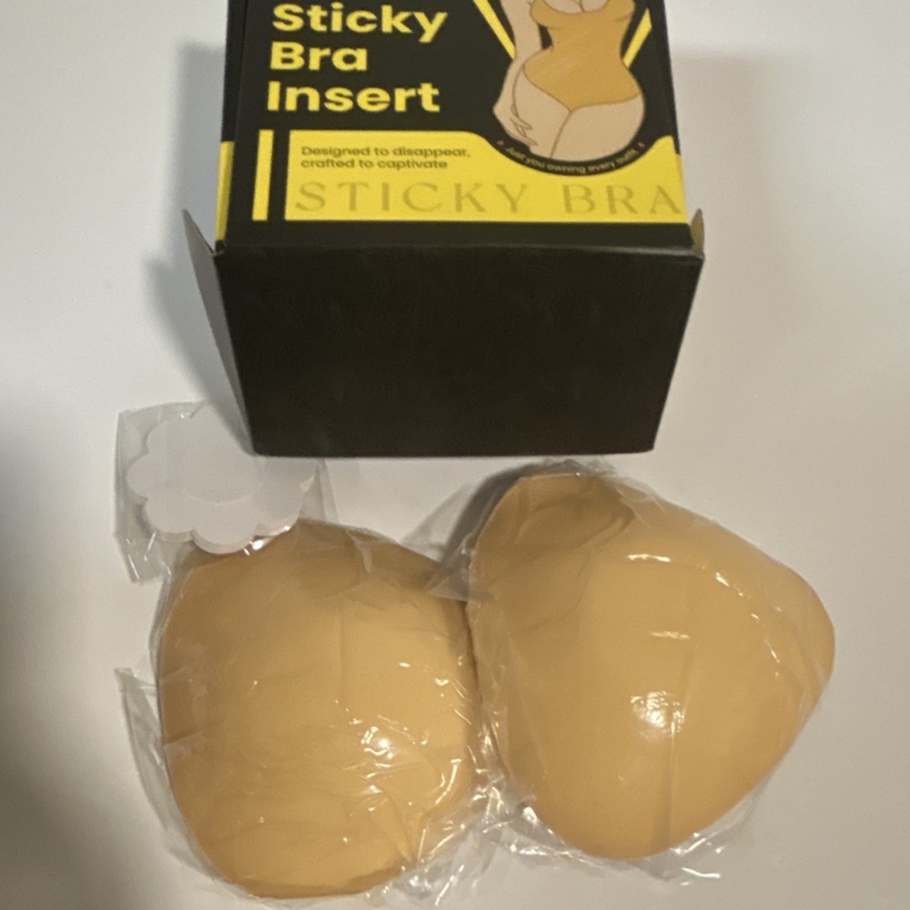 Beige Silicone Self-Adhesive Reusable Strapless Full Coverage Bra Inserts