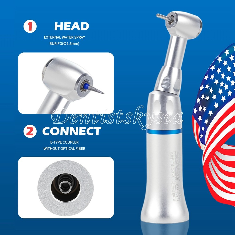 Dental Handpiece Low Slow Speed Contra Angle Push Button E-Type FG Burs 1.6mm