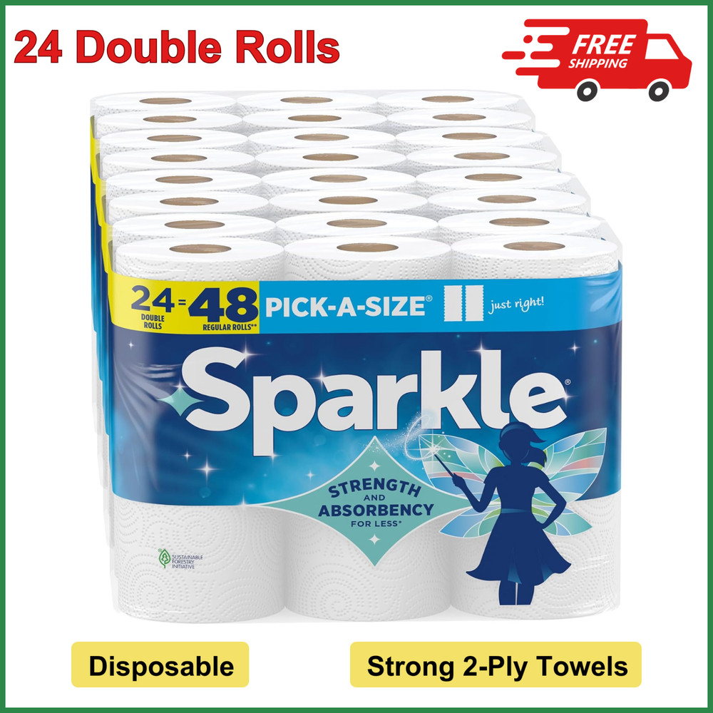 Sparkle Pick-A-Size Paper Towels, 24 Double Rolls = 48 Regular Rolls, Everyday
