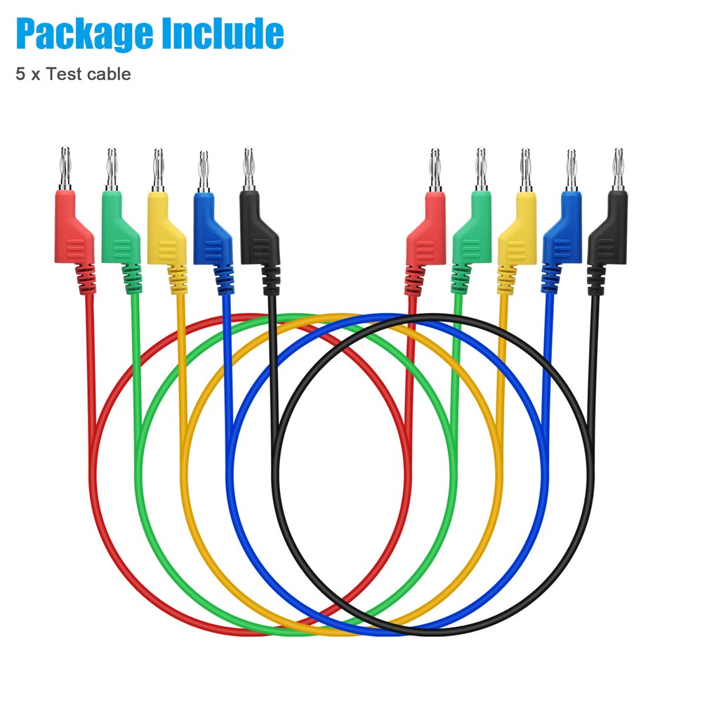 5Pcs 1000V Stackable Banana to Banana Plug Test Lead Wire Cable for Multimeter