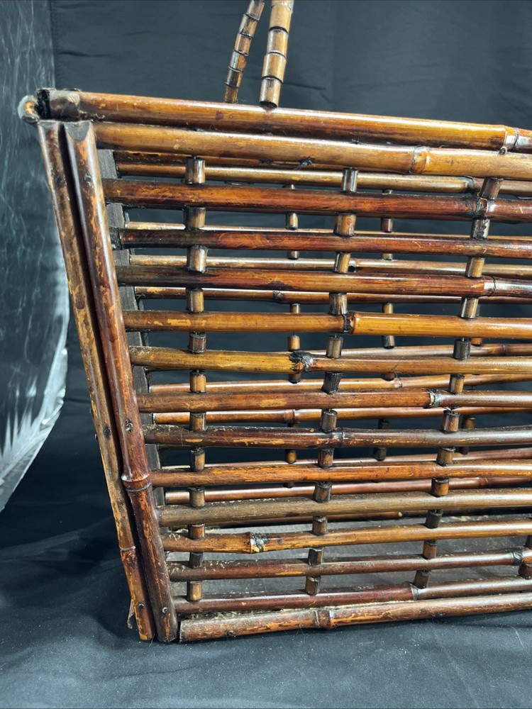 Vintage Wicker Bamboo Rattan Rack Storage Basket