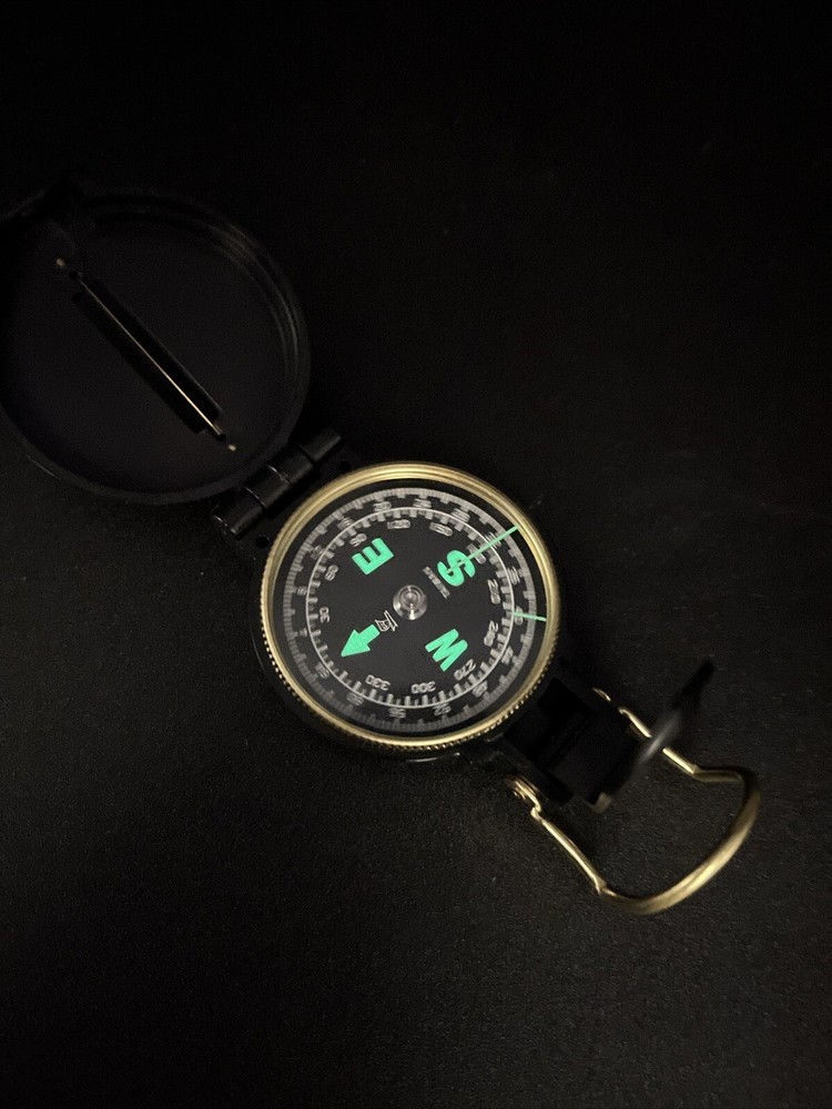 Vintage Engineer Directional Compass Black Plastic Compass Navigation Japan Glow