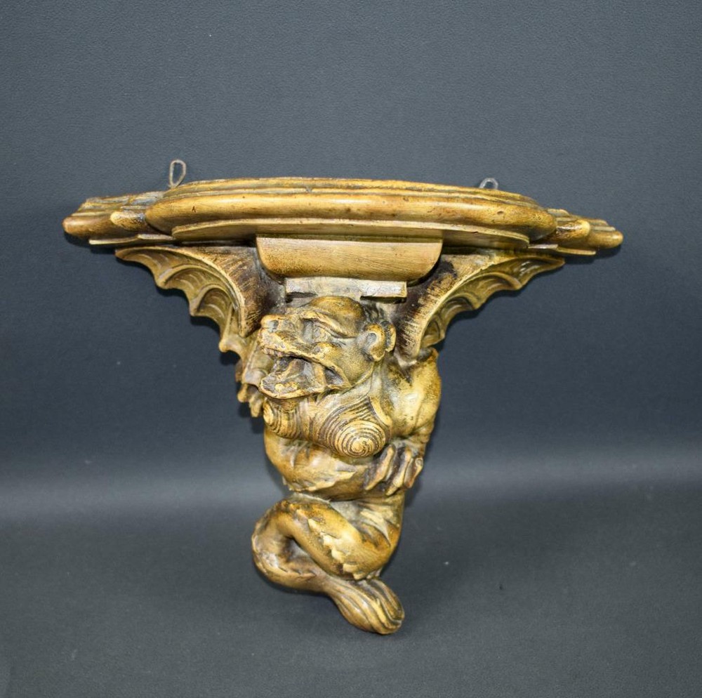 French Antique Gothic Corbel Shelf Sconce Wall Bracket Chimera