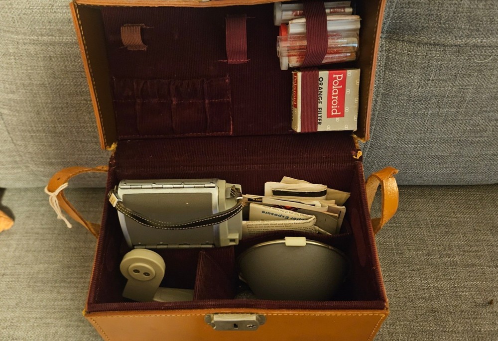 Vintage Polaroid Land Camera W/ Many Original Documents And Case