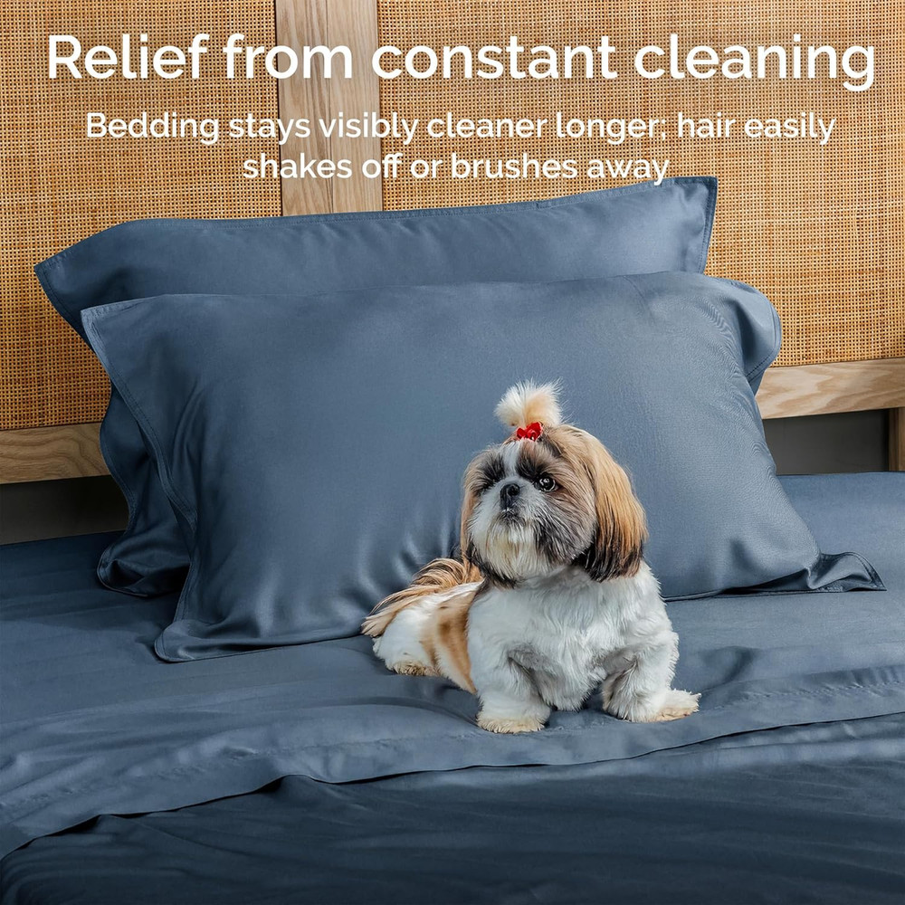 Cooling Bamboo Sheets Set with 2 King Pillowcases - Hypoallergenic Comfort