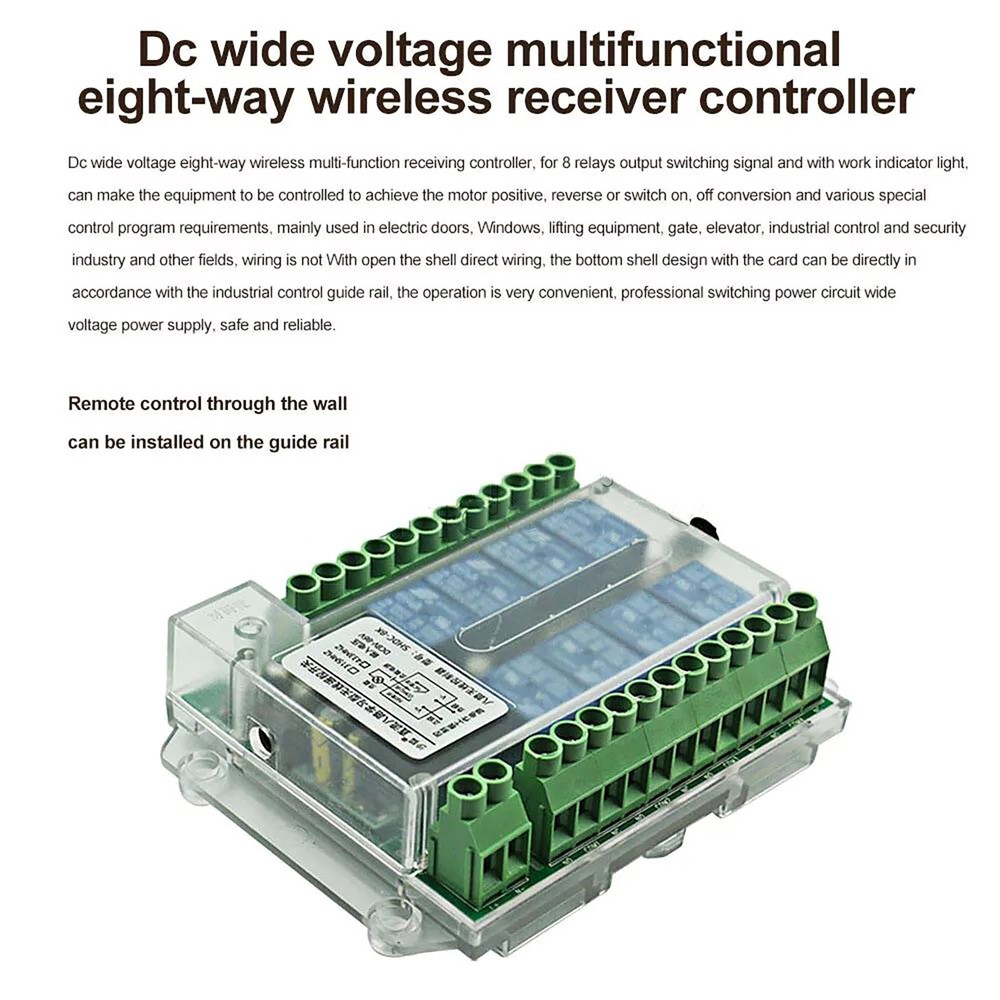Stable 8 Channel Wireless RF433MHz Remote Control Switch Relay Module DC8-86V