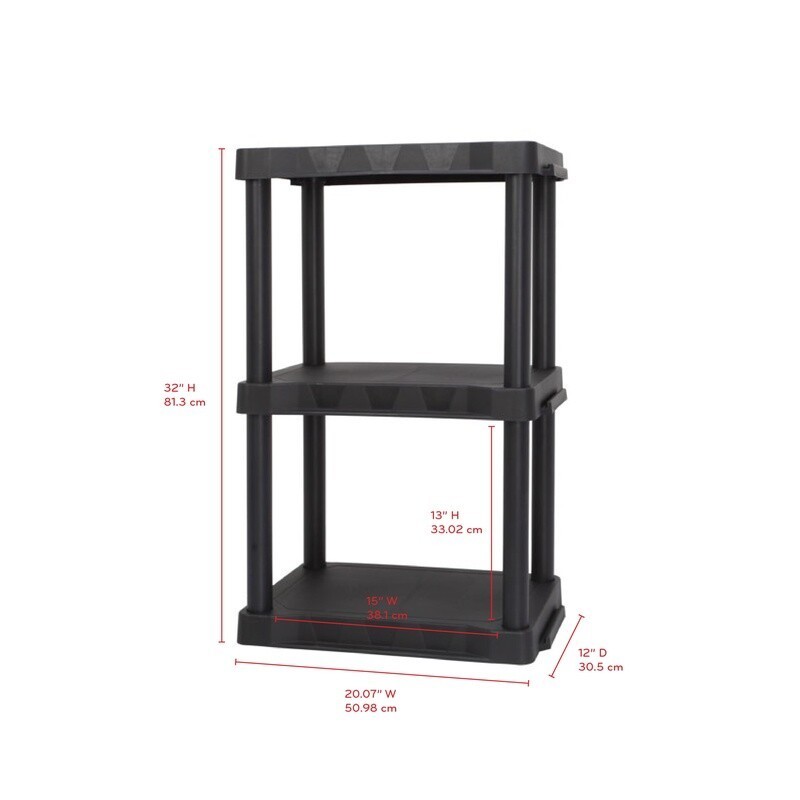 Durable 3 Tier Plastic Shelving Unit Easy Assembly Heavy Duty Storage Solution
