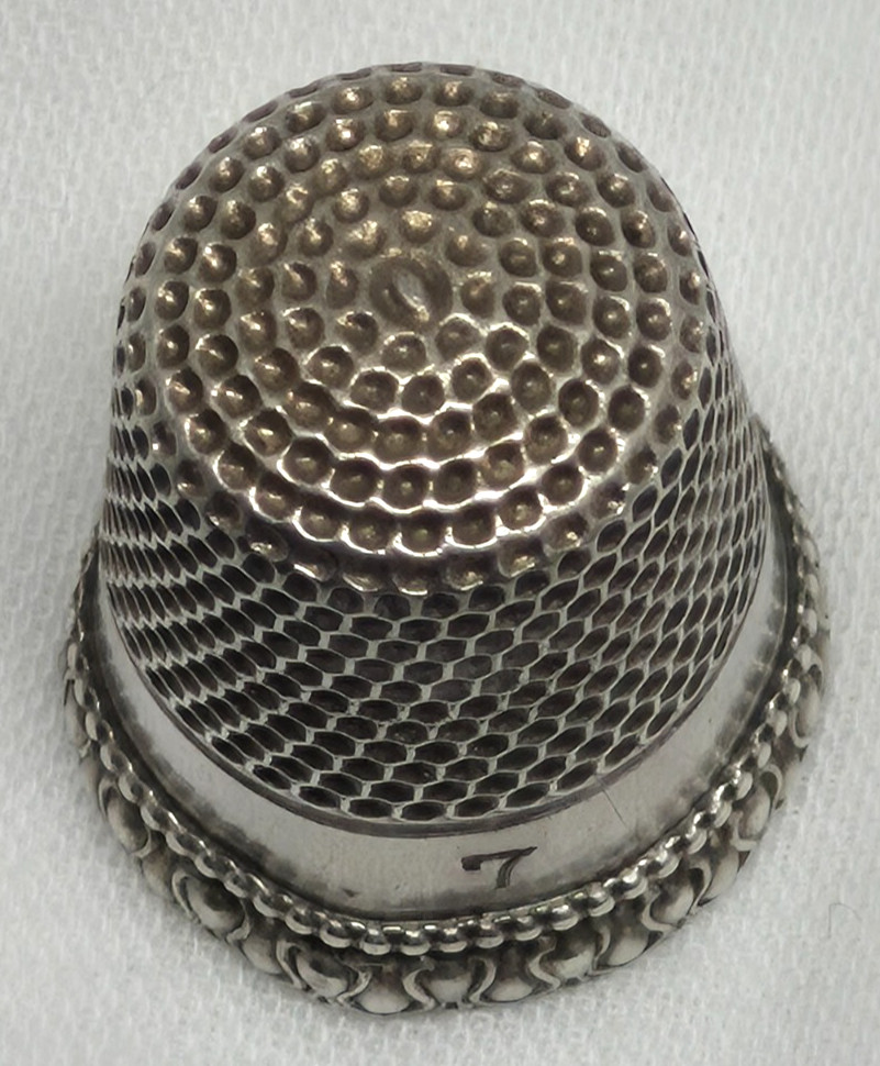 1930s Ketcham & McDougall Sterling Silver Thimble, Initial Cledice Engraved, 7