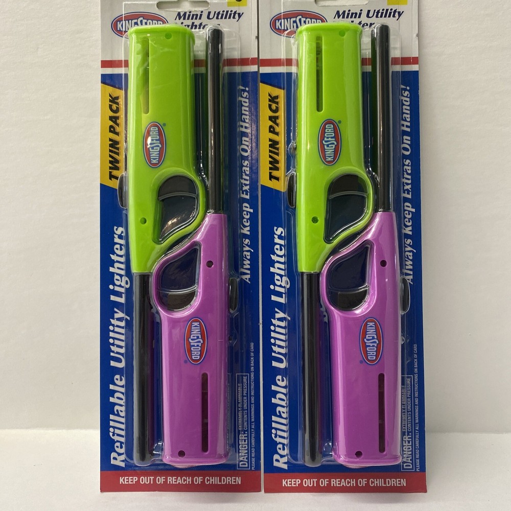 KingsFord Utility Lighter 4 Pack Adjustable Refillable 9 Inch Butane