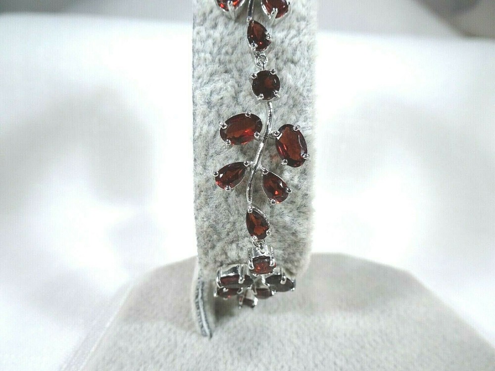 13.20 ct Natural Garnet Solid Sterling Silver Adjustable Bracelet -21 cm