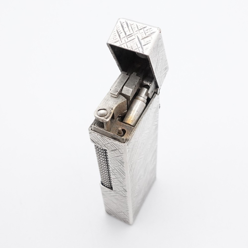 Dunhill Silver Rollasgas Florentine Cross Hatch Pattern Lighter