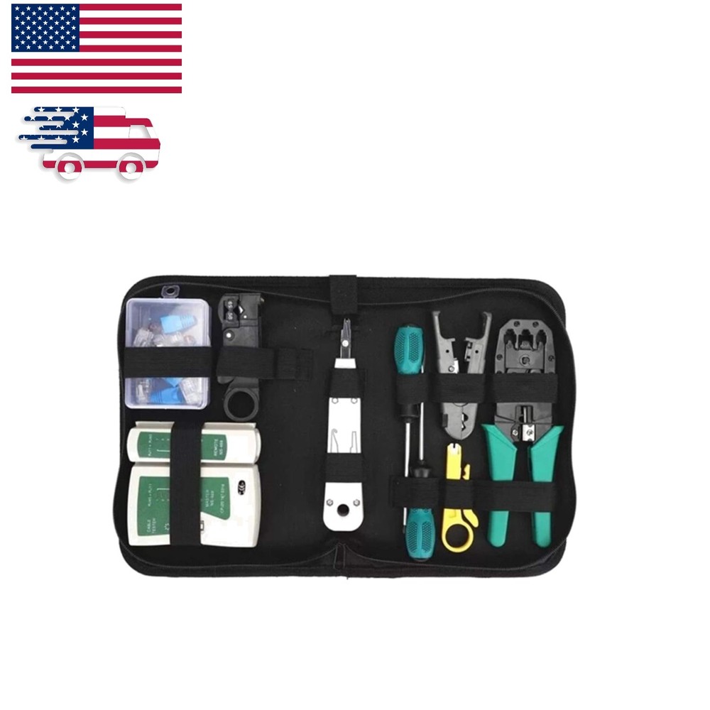 Multi-Functional Ethernet Crimping Kit: 11 Tools for Cat5e & Cat6 Cables