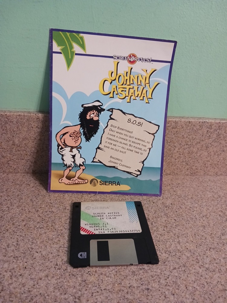Johnny Castaway Screensaver - Floppy & Manual - Screen Antics (PC, 1992) HTF