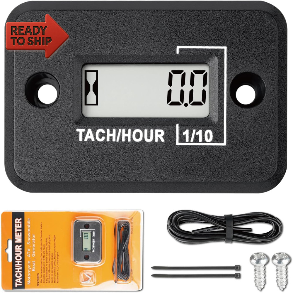 Jayron Tach Hour Meter Digital LCD Inductive Tachometer No Battery Powerful Tim