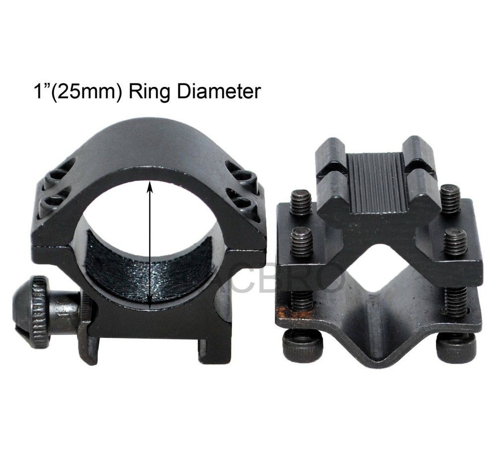 1" Ring Diameter Single Flashlight Laser Mount Adapter Picatinny/Weaver