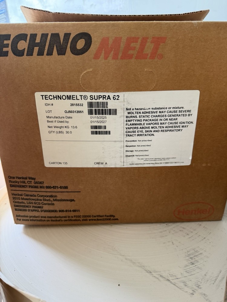 Henkel Technomelt Supra 62 Hot Melt Adhesive 30 lb