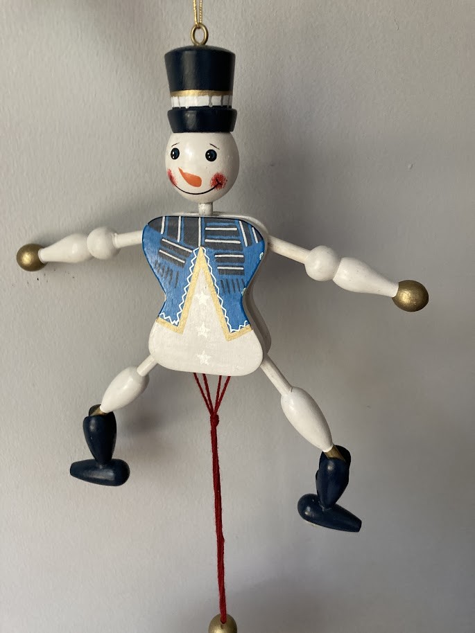 Vintage Snowman Pull String Wood Jumping Jack Toy