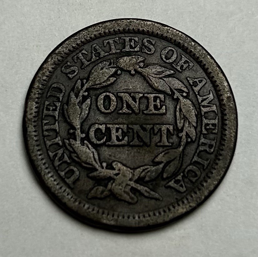 1848 LARGE CENT BRAIDED HAIR VG