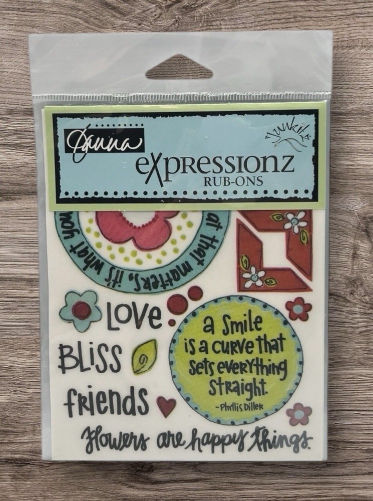 Junkitz Expressionz Flowerful Rub-Ons Expressions Scrapbooking NEW