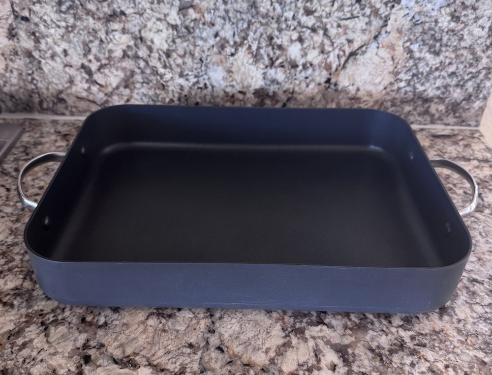 Thomas Black Rectangle Metal Roasting Tray with Handles, Dishwasher Safe
